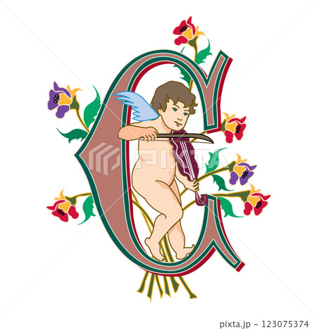 Cherubs Initial Caps Font Capital Letter C vector design Cherubs Initial Caps Font Capital Letter C vector design 123075374