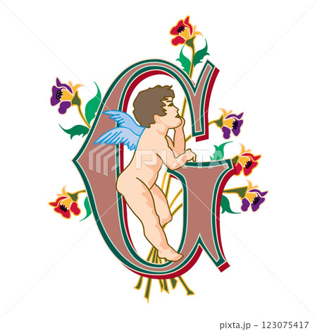 Cherubs Initial Caps Font Capital Letter G vector design Cherubs Initial Caps Font Capital Letter G vector design 123075417