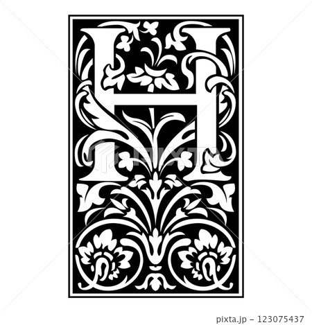 victoriana Initial Caps Font Capital Letter H vector design victoriana Initial Caps Font Capital Letter H vector design 123075437
