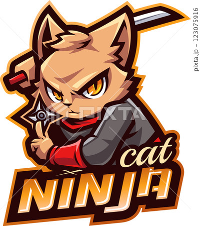 Ninja cat esport mascot 123075916