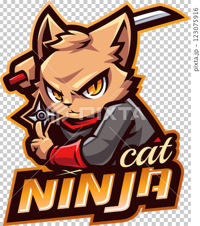 Ninja cat esport mascot 123075916