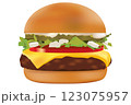 Realistic Burger Vector. Hamburger Classic Burger Fast Food 123075957