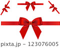 Red Gift Ribbon Vector.  Gift bows with ribbons. Vector illustration 123076005