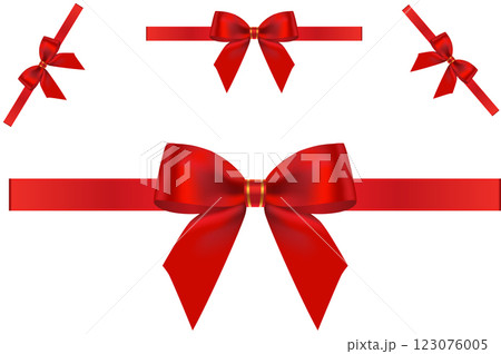 Red Gift Ribbon Vector.  Gift bows with ribbons. Vector illustration 123076005