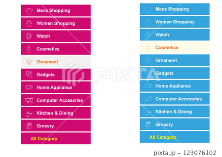 Shopping Category Menu for Website and Mobile 123076102