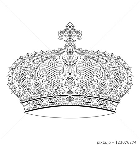 royal crown in vintage and rococo style and floral ornaments royal crown in vintage and rococo style and floral ornaments 123076274