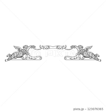 Vintage Decorative Calligraphy cherub Ornamental Silhouette vector design 123076365