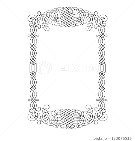 Vintage forged floral classic calligraphic retro vignette scroll frames ornamental design elements black set isolated vector 123076539