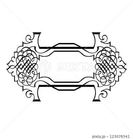 Vintage forged floral classic calligraphic retro vignette scroll frames ornamental design elements black set isolated vector 123076541