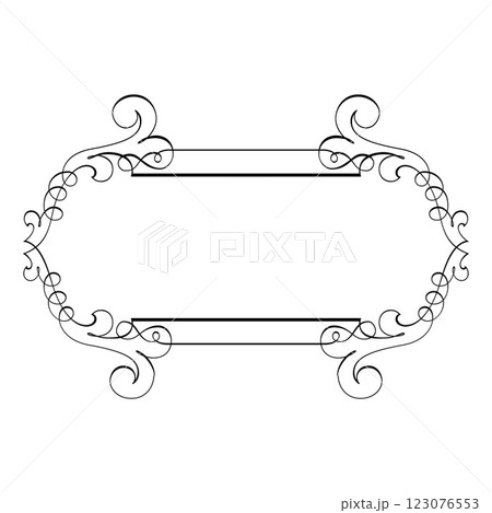 Vintage forged floral classic calligraphic retro vignette scroll frames ornamental design elements black set isolated vector 123076553