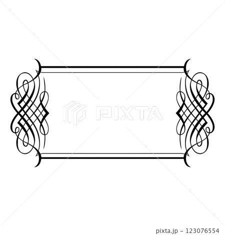 Vintage forged floral classic calligraphic retro vignette scroll frames ornamental design elements black set isolated vector 123076554