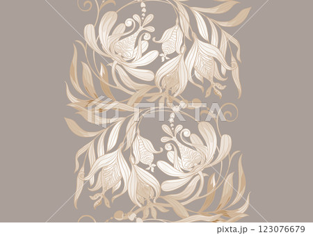Fantasy flowers in retro, vintage, jacobean embroidery style 123076679
