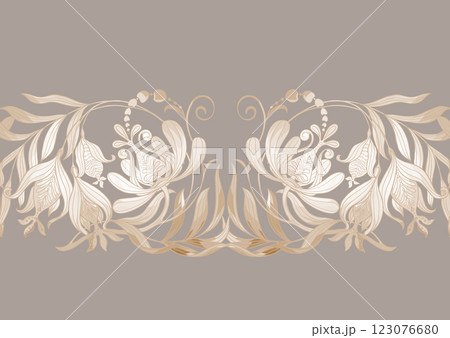 Fantasy flowers in retro, vintage, jacobean embroidery style 123076680