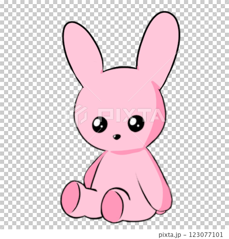 Simple pink rabbit stuffed animal illustration 123077101