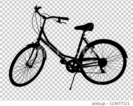 Pink retro bicycle, generic clean and new. Brown leather saddle and handles. Vintage look city bike. Png isolated on transparent background 123077121