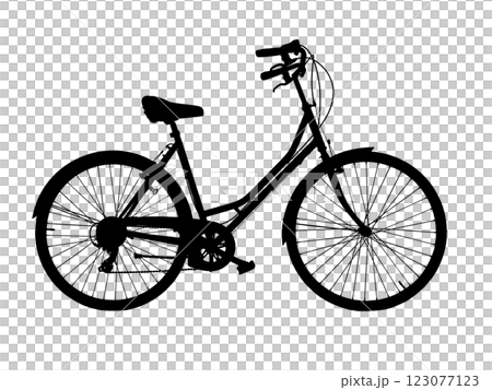 Pink retro bicycle with brown saddle and handles, generic bike isolated 123077123