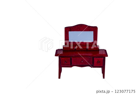 doll wooden mahogany furniture on a white background, isolated 123077175