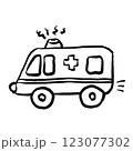 救急車のシンプルな手書き風のイラスト 123077302