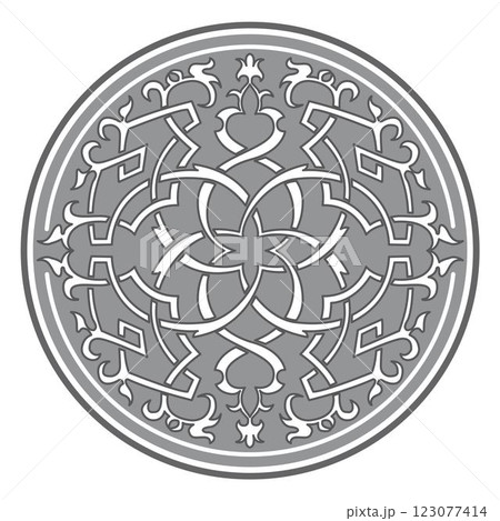 Decorative arabesque and ornamental mandala symbols set isolated vector Decorative arabesque and ornamental mandala symbols set isolated vector 123077414