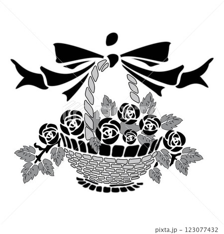 composition with romantic bunch of roses in box vector 123077432