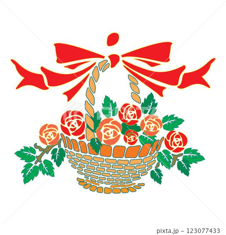 composition with romantic bunch of colorful roses in box vector 123077433