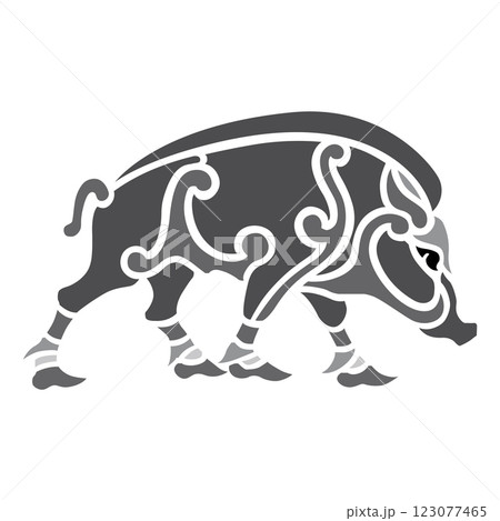 old world Vintage ornament pig Celtic decorative isolated vector old world Vintage ornament pig Celtic decorative isolated vector 123077465