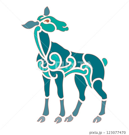 old world Vintage ornament Deer Celtic decorative isolated vector 123077470