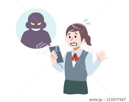 スマホで危険な目に合う女性会社員 スマホで危険な目に合う女性会社員 123077487