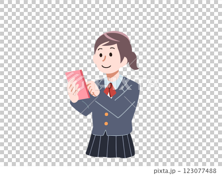 スマホを操作する女子学生 123077488