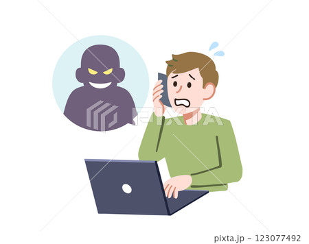 詐欺に引っかかる男性 123077492