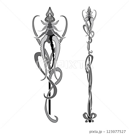 Vintage retro floral calligraphic art decorative elements colored sketch set with flowers isolated vector 123077527