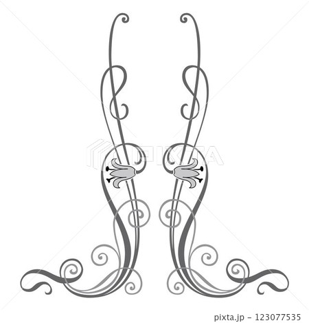 Vintage retro floral calligraphic art decorative elements colored sketch set with flowers isolated vector 123077535