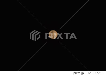 bright yellow full moon floating on sky in night background 123077738