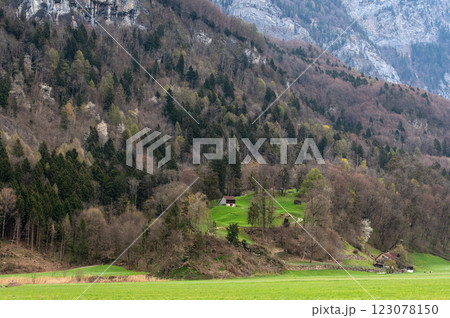 View of the shores of Lake Walensee in Switzerland View of the shores of Lake Walensee in Switzerland 123078150