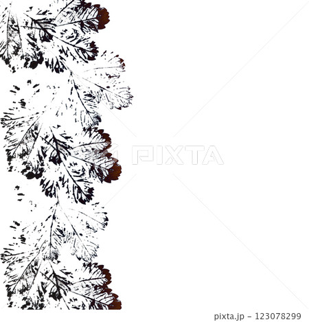 Eco print of leaves. Stylish frame with leaf prints. Eco print of leaves. Stylish frame with leaf prints. 123078299