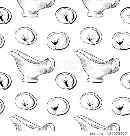 vector seamless pattern line art elements - food, cuisine vector seamless pattern line art elements - food, cuisine 123078307