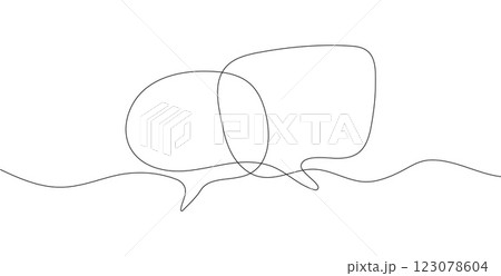 Two bubble speech continuous one line drawing. Minimalist outline concept representing Two bubble speech continuous one line drawing. Minimalist outline concept representing 123078604