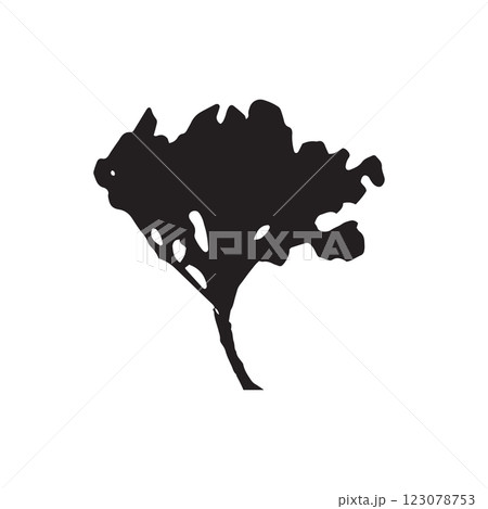 Silhouette of dry lichen. Boho minimalist abstract tree 123078753