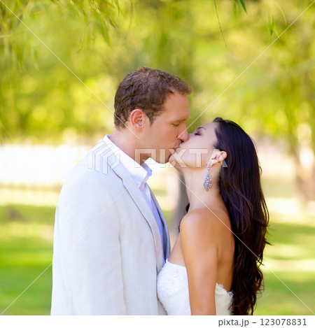 couple happy in love kissing in the park couple happy in love kissing in the park 123078831