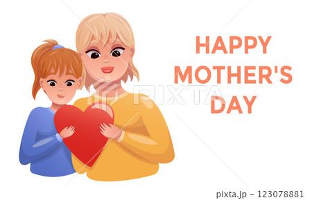 Happy Mother's Day. Illustration daughter gave mom a greeting card Happy Mother's Day. Illustration daughter gave mom a greeting card 123078881