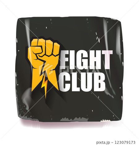 fight club vector grey sticker with logo and orange man fist isolated on white background. MMA Mixed martial arts concept banner and poster design template. Fight club grunge label, icon design fight club vector grey sticker with logo and orange man fist isolated on white background. MMA Mixed martial arts concept banner and poster design template. Fight club grunge label, icon design 123079173