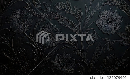 《AI画像》薄っすらと模様の入った黒い壁紙 123079492