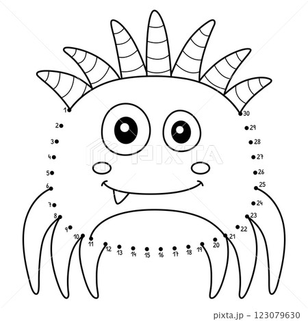Dot to Dot Monster Spider Isolated Coloring Page 123079630