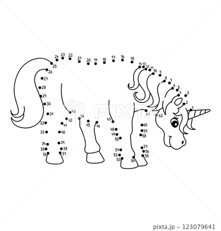 Dot to Dot Unicorn Isolated Coloring Page for Kids Dot to Dot Unicorn Isolated Coloring Page for Kids 123079641