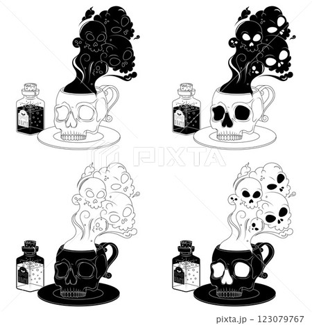 Poisoned Tea Cup and Skulls for Halloween Poisoned Tea Cup and Skulls for Halloween 123079767