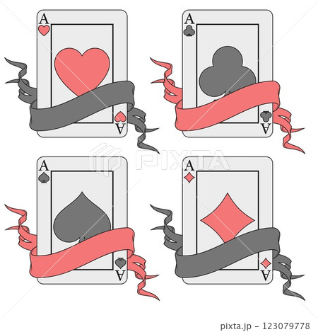 Poker card surrounded by ribbons 123079778