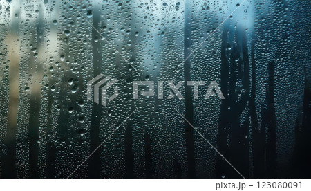 《AI画像》水滴で濡れた窓ガラス 123080091