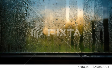 《AI画像》水滴で濡れた窓ガラス 《AI画像》水滴で濡れた窓ガラス 123080093