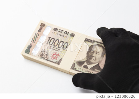 100万円の札束を持つ手 100万円の札束を持つ手 123080326