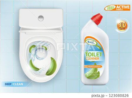 Packaging bottle with toilet cleaner 123080826
